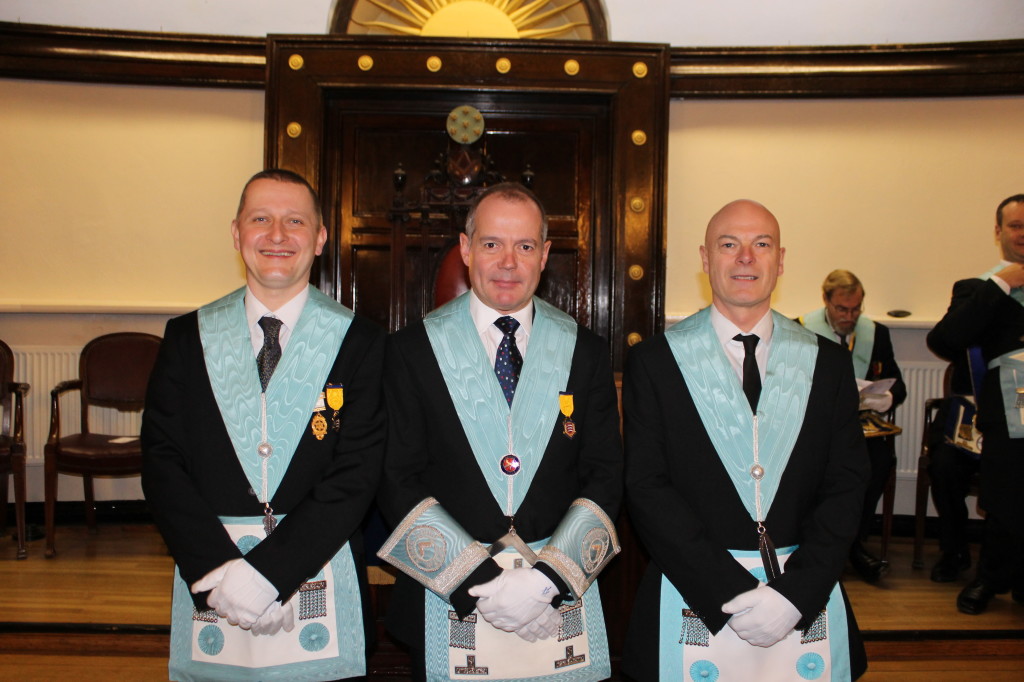 Our W.M Stephen Quick , Bro Andrew Pearson and Bro David Groves .
